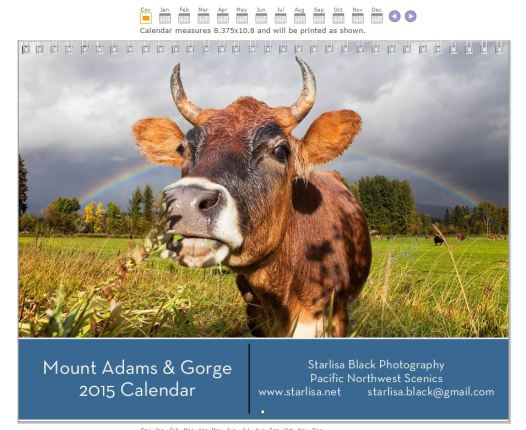 2015 calendar cover, Mount Adams and the Gorge